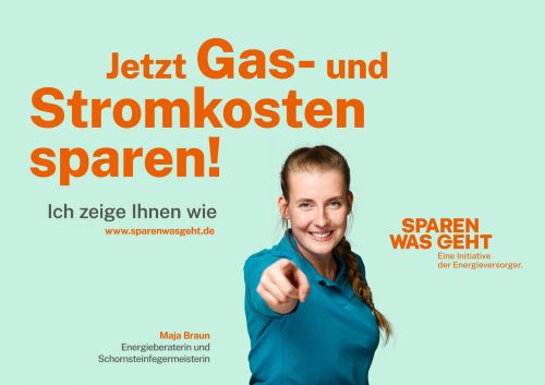 Plakat digital Jetzt Gas und Stromkosten sparen
