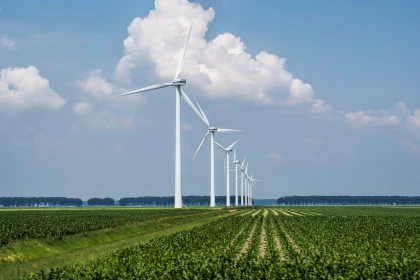 Windräder auf grüner Wiese – das umweltfreundliche Ökostromprodukt der EV Greiz mit Festpreisgarantie und Bonuspunkten
